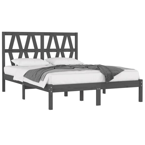 vidaXL Estrutura de cama 200x200 cm pinho maci&ccedil;o cinzento
