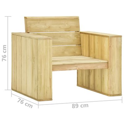 vidaXL Cadeira de jardim 89x76x76 cm madeira de pinho impregnada