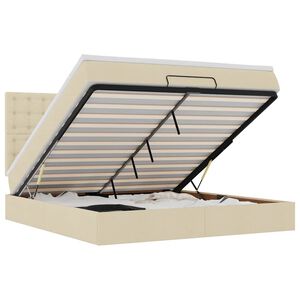 vidaXL Estrutura de cama otomana com creme de colch&atilde;o 180x200cm tecido