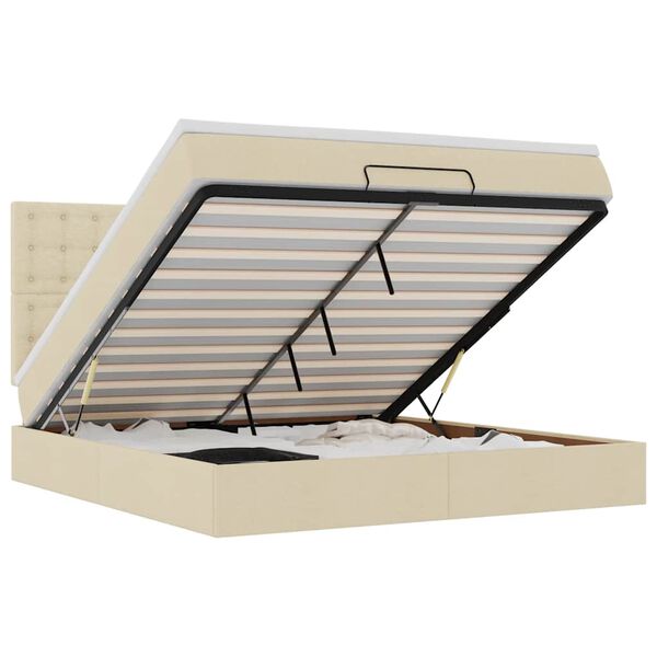 vidaXL Estrutura de cama otomana com creme de colch&atilde;o 180x200cm tecido