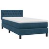 vidaXL Cama com molas/colch&atilde;o 100x220 cm veludo azul-escuro
