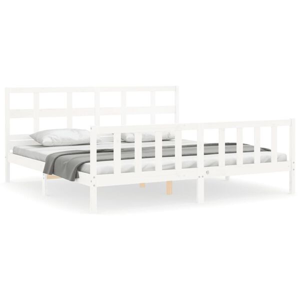 vidaXL Cama sem colch&atilde;o 200x200 cm madeira de pinho maci&ccedil;a branco