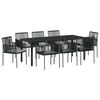 vidaXL Conjunto de Jantar para Jardim 9 unid. Preto Rattan de PE