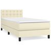 vidaXL Cama com molas/colch&atilde;o 100x200 cm couro artificial cor creme