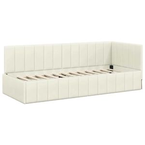 vidaXL Estrutura de Cama de Canto Creme 80 cm x 200 cm Veludo