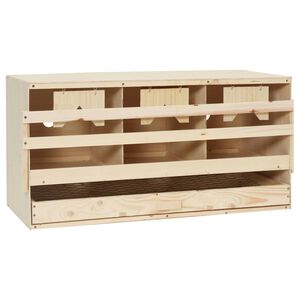 vidaXL Ninho p/ galinhas 3 compartimentos 72x33x38 cm pinho maci&ccedil;o