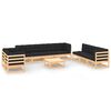 vidaXL 10 pcs conjunto lounge de jardim c/ almofad&otilde;es pinho maci&ccedil;o