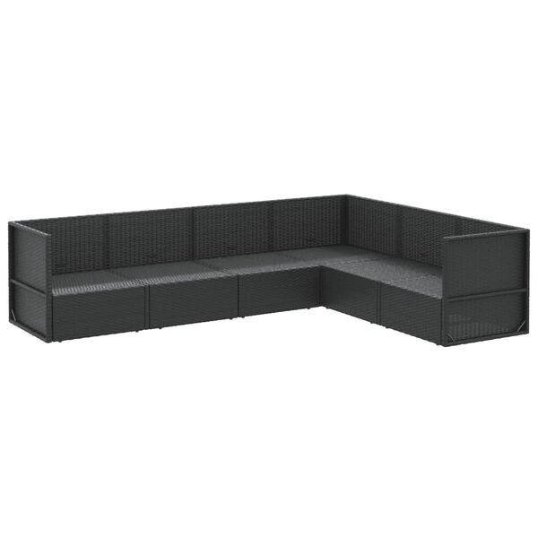 vidaXL 6 pcs conjunto lounge de jardim c/ almofad&otilde;es vime PE preto