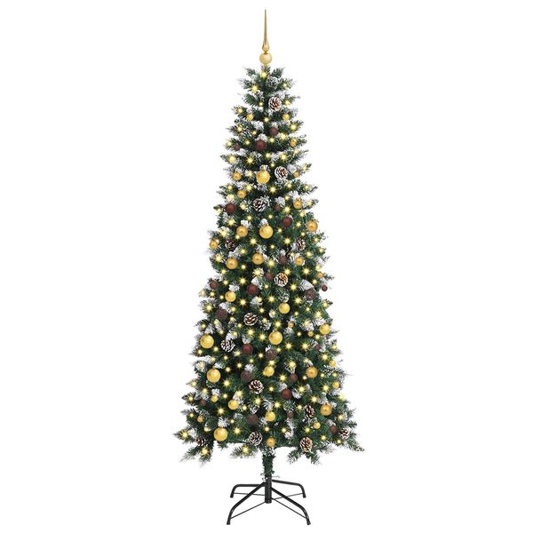 vidaXL &Aacute;rvore de Natal Artificial Verde 210 cm PVC, Pl&aacute;stico e A&ccedil;o
