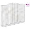 vidaXL Cestos gabi&atilde;o arqueados 15 pcs 300x50x220/240 ferro galvanizado