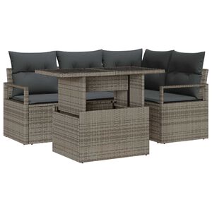 vidaXL Conjunto de Sof&aacute; de Jardim 5 pcs Cinzeto Rattan Sint&eacute;tico