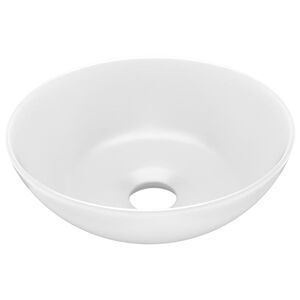 vidaXL Lavat&oacute;rio de casa de banho redondo cer&acirc;mica branco mate