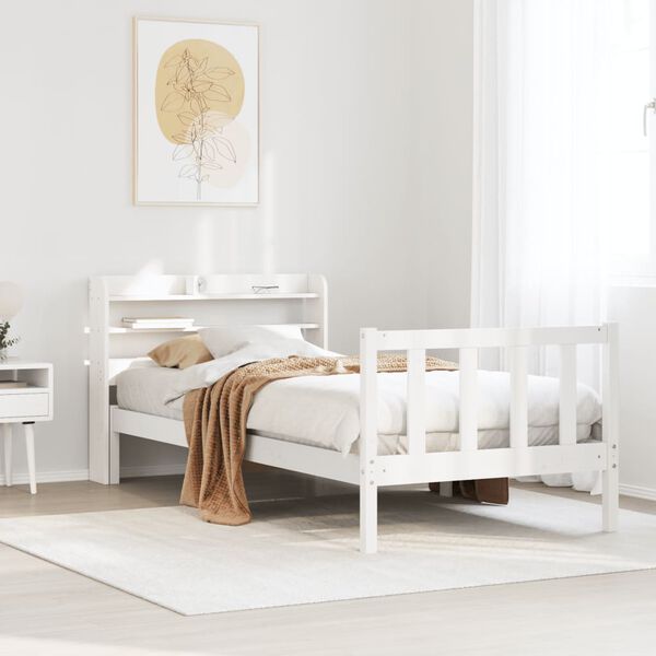 vidaXL Cama sem colch&atilde;o 90x190 cm madeira de pinho maci&ccedil;a branco