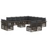vidaXL Conjunto de Sof&aacute; de Jardim 14 unid. Cinzento vime PE