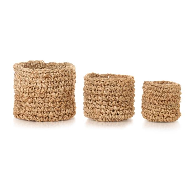 vidaXL Conjunto de cestos de arrumação 3 pcs juta artesanal natural