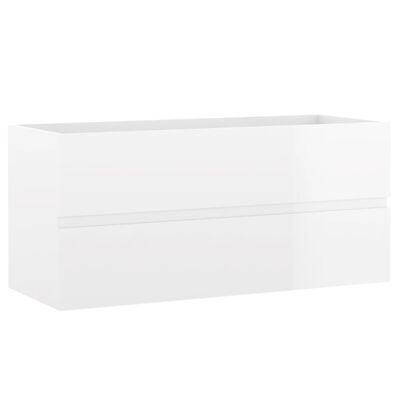 vidaXL Armário lavatório 100x38,5x45 cm contraplacado branco brilhante