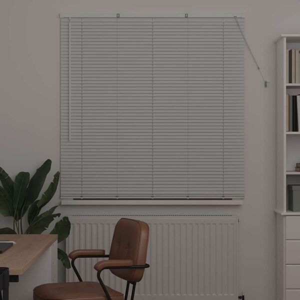 vidaXL Persiana de Janela com cortinas Manual Branco Alumínio
