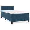 vidaXL Cama com molas/colch&atilde;o 100x200 cm veludo azul-escuro