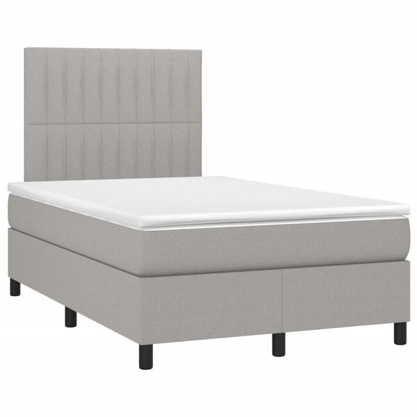 vidaXL Cama boxspring com colch&atilde;o 120x190 cm tecido cinzento-claro