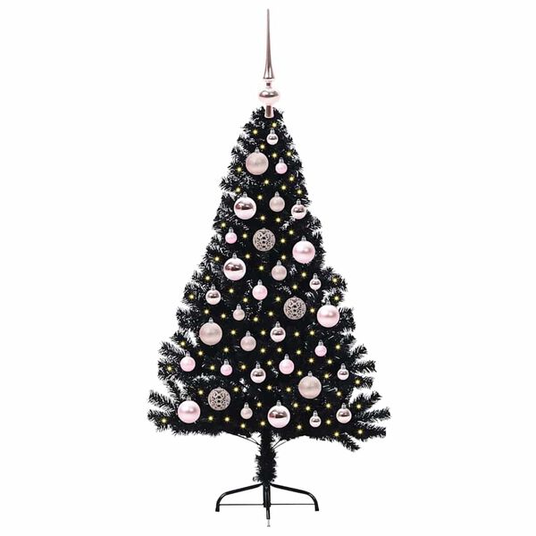 vidaXL &Aacute;rvore de Natal Artificial Pr&eacute;-iluminada Preto 120 cm PVC