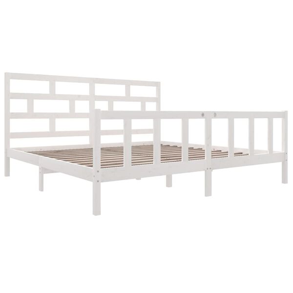 vidaXL Estrutura de cama super king 180x200 cm pinho maci&ccedil;o branco