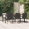 vidaXL 7 pcs conjunto de jantar p/ jardim c/ almofad&otilde;es vime PE preto