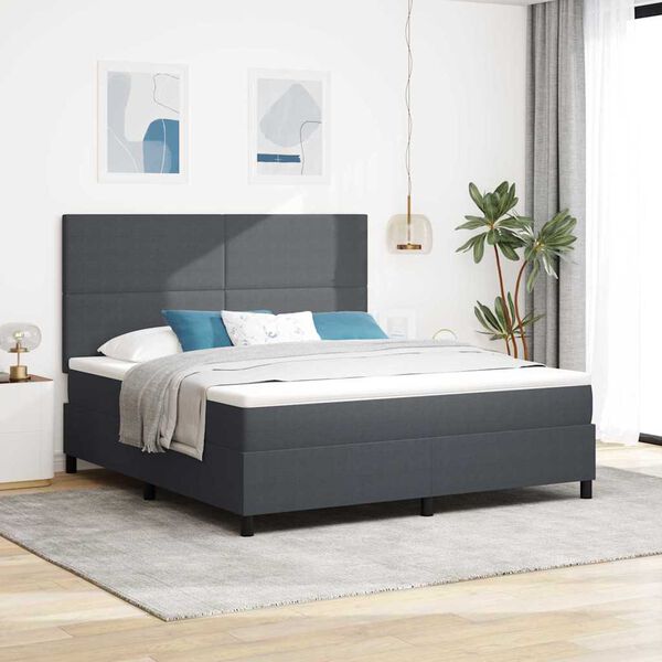vidaXL Cama Box Spring LED Cinza Escuro e Branco 180 x 200 cm