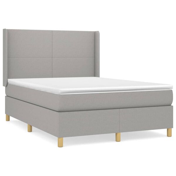 vidaXL Cama com molas/colch&atilde;o 140x190 cm tecido cinzento-claro