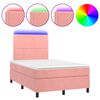 vidaXL Cama box spring c/ colch&atilde;o luzes e LED 120x190 cm veludo rosa