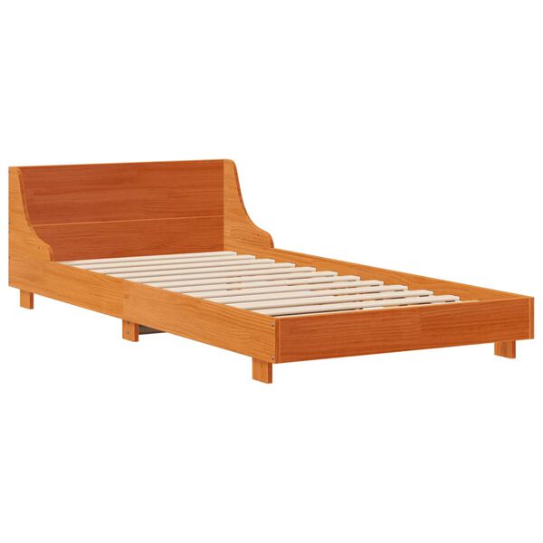 vidaXL Cama sem colchão 75x190 cm madeira de pinho maciça castanho-mel
