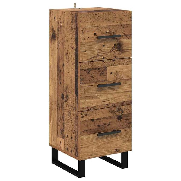 vidaXL Buffet com gaveta Madeira Antiga 34,5 x 34 x 90 cm