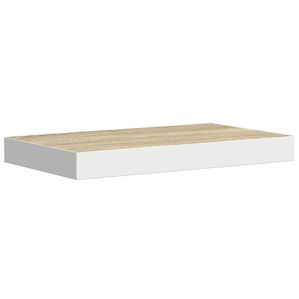 vidaXL Prateleira de parede suspensa 50x23x3,8cm MDF carvalho e branco