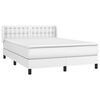 vidaXL Cama com molas/colch&atilde;o 140x190 cm couro artificial branco