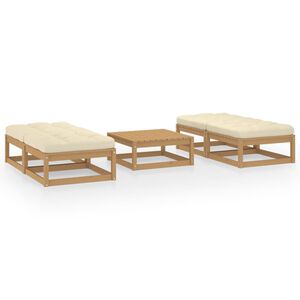 vidaXL 5 pcs conjunto lounge de jardim c/ almofad&otilde;es pinho maci&ccedil;o