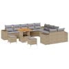 vidaXL Conjunto de Sof&aacute; de Jardim 13 pcs Bege e Cinza Claro vime PE