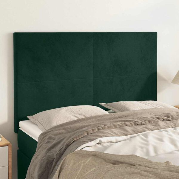 vidaXL Cabeceira Verde Escuro 144x5x118/128 cm Veludo