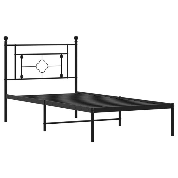 vidaXL Estrutura de cama com cabeceira 100x190 cm metal preto