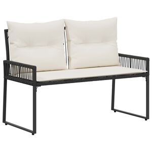 vidaXL Banco de exterior 4 pcs Preto e Branco Creme vime PE