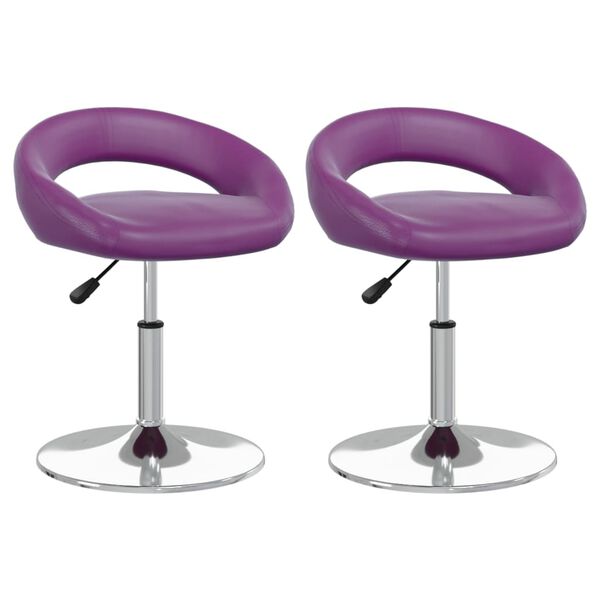 vidaXL Cadeiras de jantar girat&oacute;rias 2 pcs couro artificial roxo