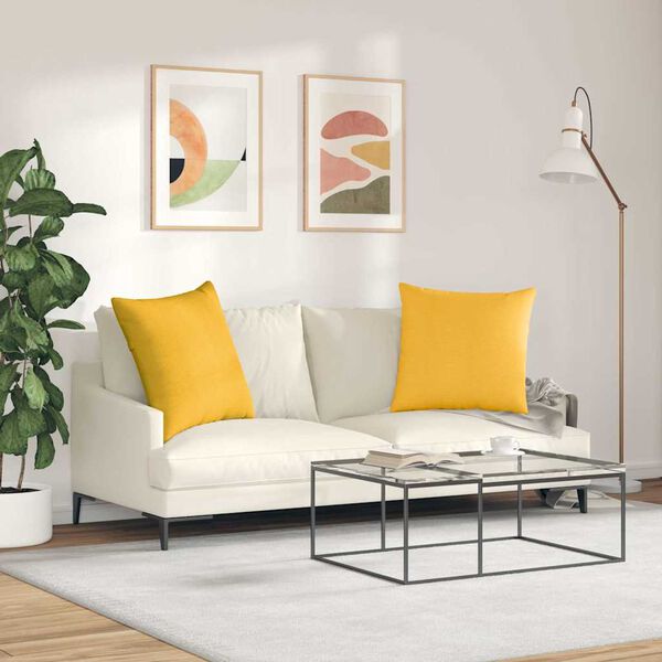vidaXL Travesseiros de Sofá 2 pcs Amarelo Claro 60 x 60 cm