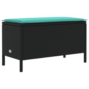 vidaXL Pufe de Jardim Preto e Turquesa 80 x 38 x 42 cm Rattan de PE