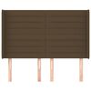 vidaXL Cabeceira cama c/ abas tecido 147x16x118/128 cm castanho-escuro