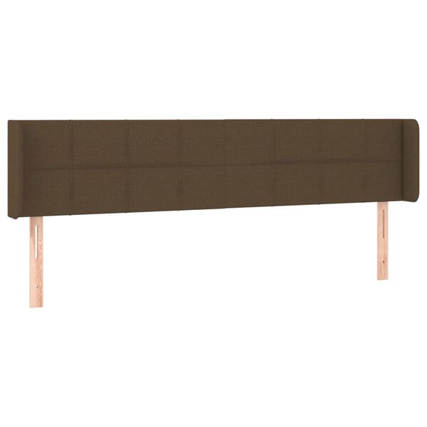 vidaXL Cabeceira de cama c/ abas tecido 203x16x78/88cm castanho-escuro