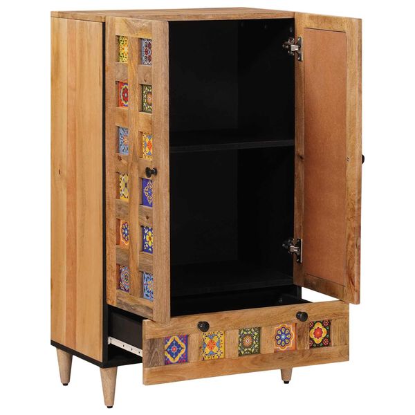 vidaXL Buff&ecirc; Natural 60 x 33,5 x 100 cm Madeira de manga maci&ccedil;a