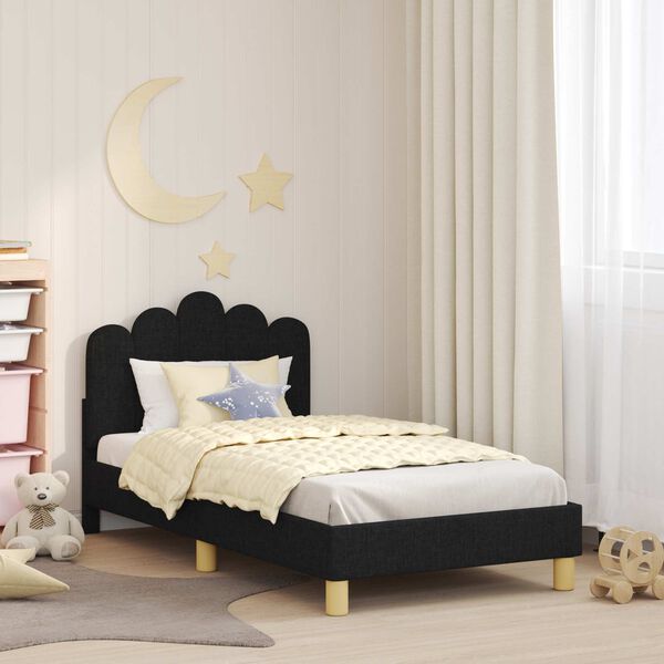 vidaXL Estrutura de Cama Infantil com Cabeceira Preto 80 x 160 cm