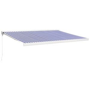vidaXL Toldo retr&aacute;til 4x3 m tecido e alum&iacute;nio azul e branco