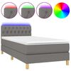 vidaXL Cama box spring c/ colch&atilde;o e LED 100x200 cm tecido cinza-escuro