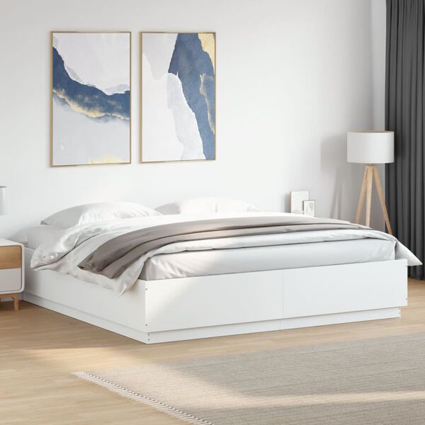 vidaXL Estrutura de cama 180x200 cm derivados de madeira branco
