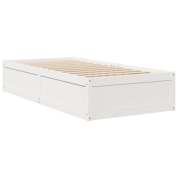 VidaXL Cama com colch&atilde;o 90x200 cm madeira de pinho maci&ccedil;a branco