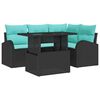 vidaXL Conjunto de Sof&aacute; de Jardim 5 pcs Preto Rattan Sint&eacute;tico